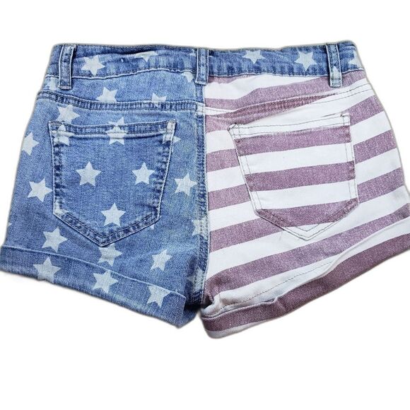 Vanilla Star High Rise Flag Jean Shorts Size 0 | USA American Flag Distressed - Picture 11 of 11